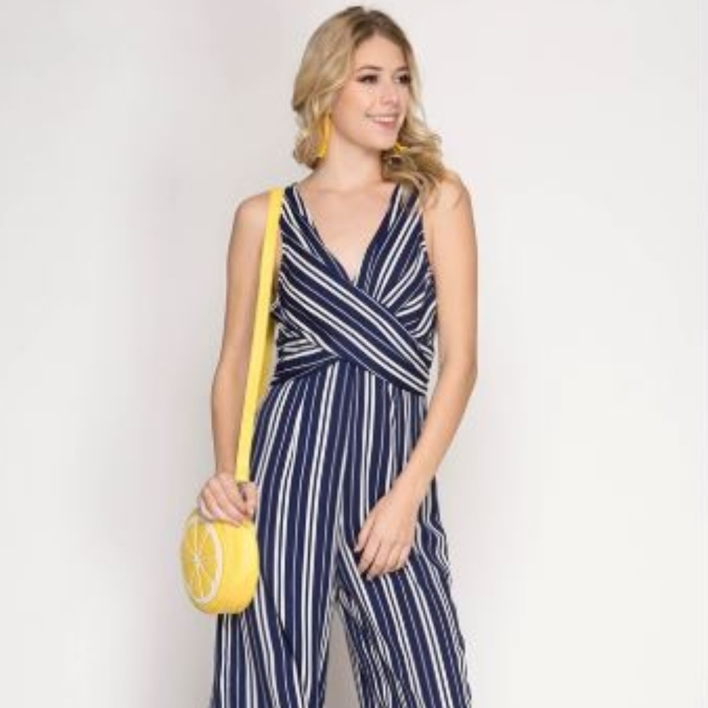 SLEEVELESS STRIPED JUMPSUIT